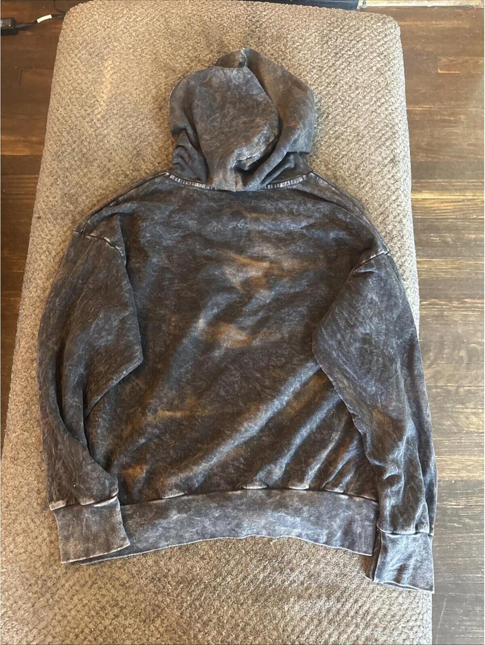Vtg Y2K Affliction Women's Crop Hoodie Cross Wings Black Size Medium Faded - Picture 13 of 13
